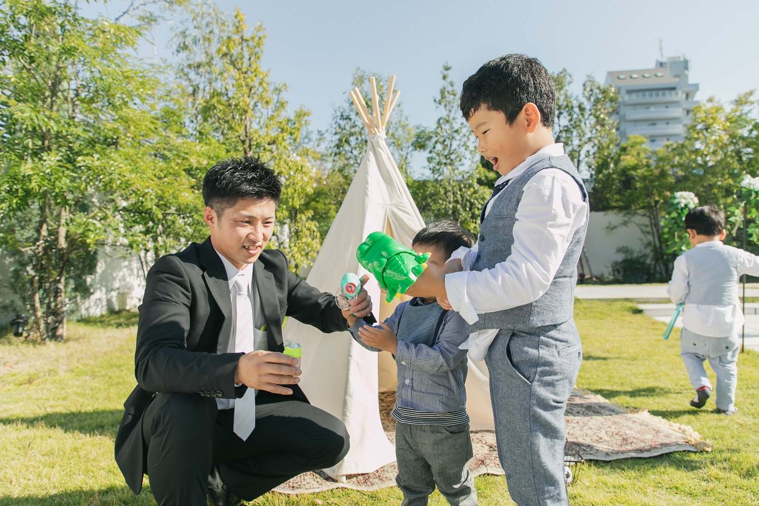 香川県の結婚式場アイスタイルの子供達が楽しめやすいようにガーデンを装飾