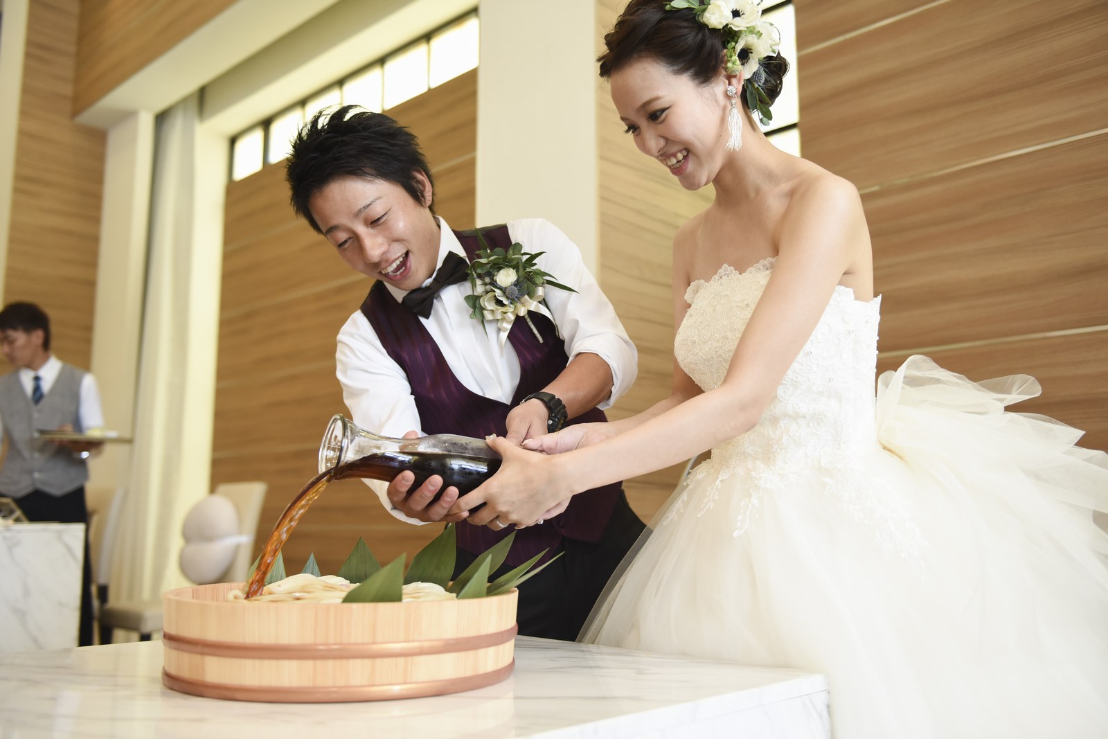 香川県の結婚式場アイスタイルでうどんを使った演出